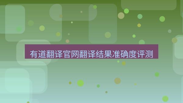 有道翻译官网翻译结果准确度评测